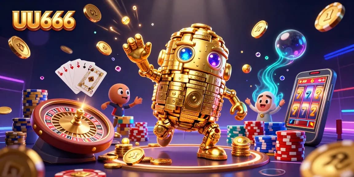Experience exciting gameplay at UU666 with our vibrant casino-themed illustration.