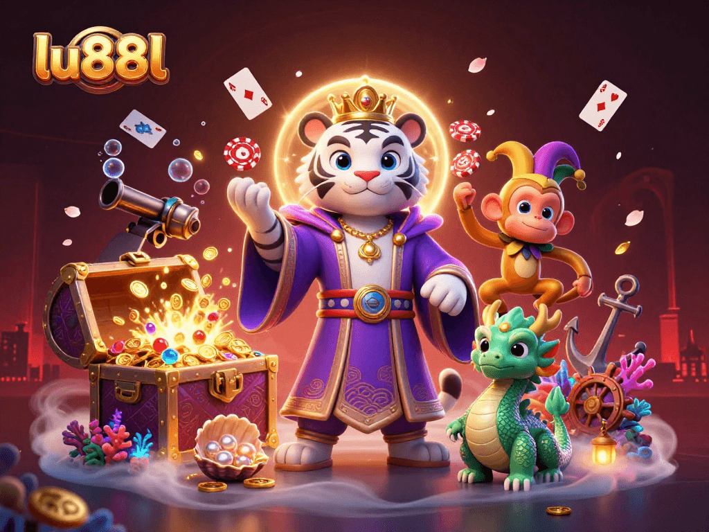 Engage in a thrilling gaming adventure with lu88l's vibrant characters and captivating casino elements.