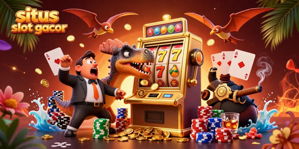 Watch as the situs slot gacor comes alive with a pachycephalosaurus hitting a slot machine for jackpots!
