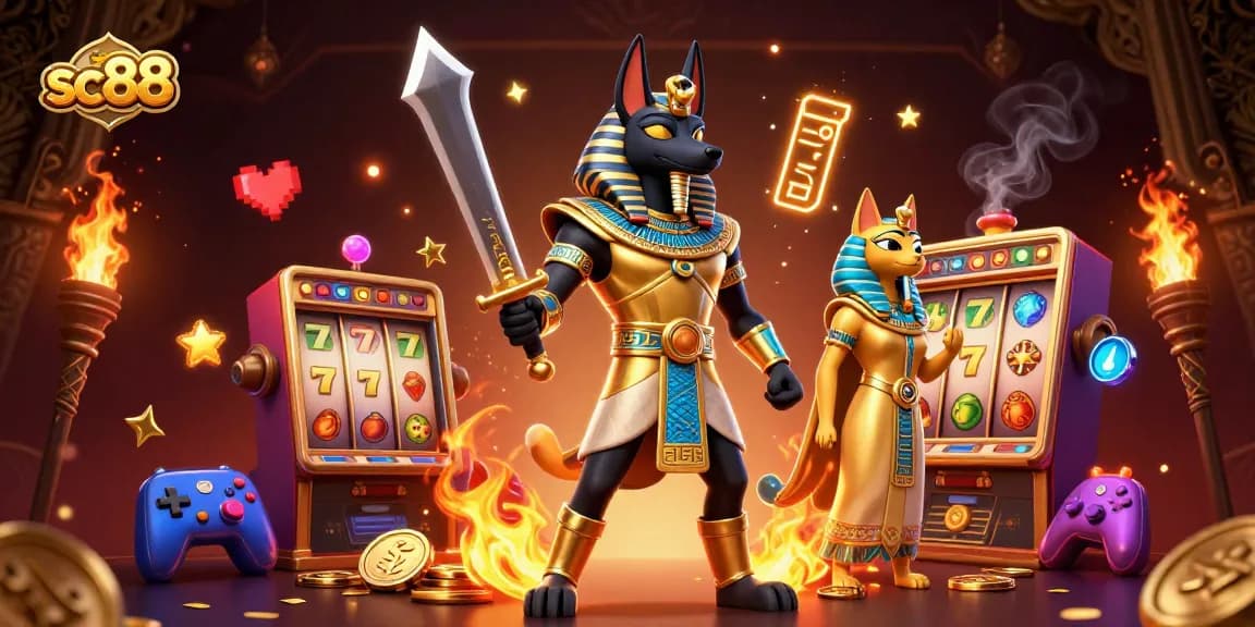 Spin the reels with sc88 as Anubis and Bastet bring ancient luck in an enchanting casino.