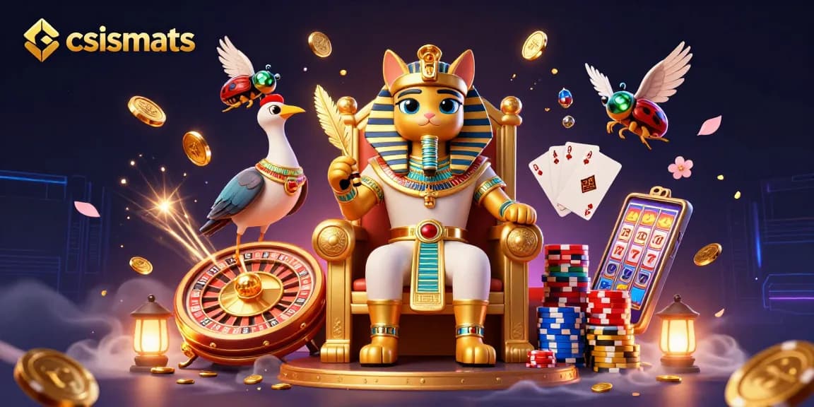 Experience csismarts with vibrant casinos featuring cartoon pharaohs and dynamic game elements.
