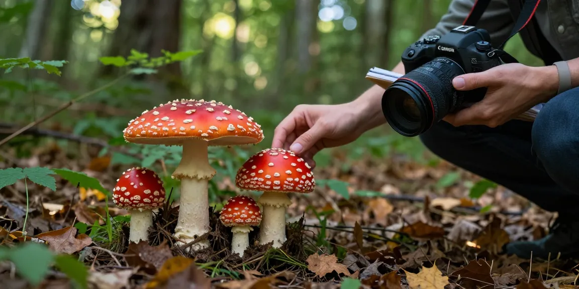 Amanita muscaria kaufen in einer lebhaften Waldszene, die die Schönheit und Details der Pilze hervorhebt.