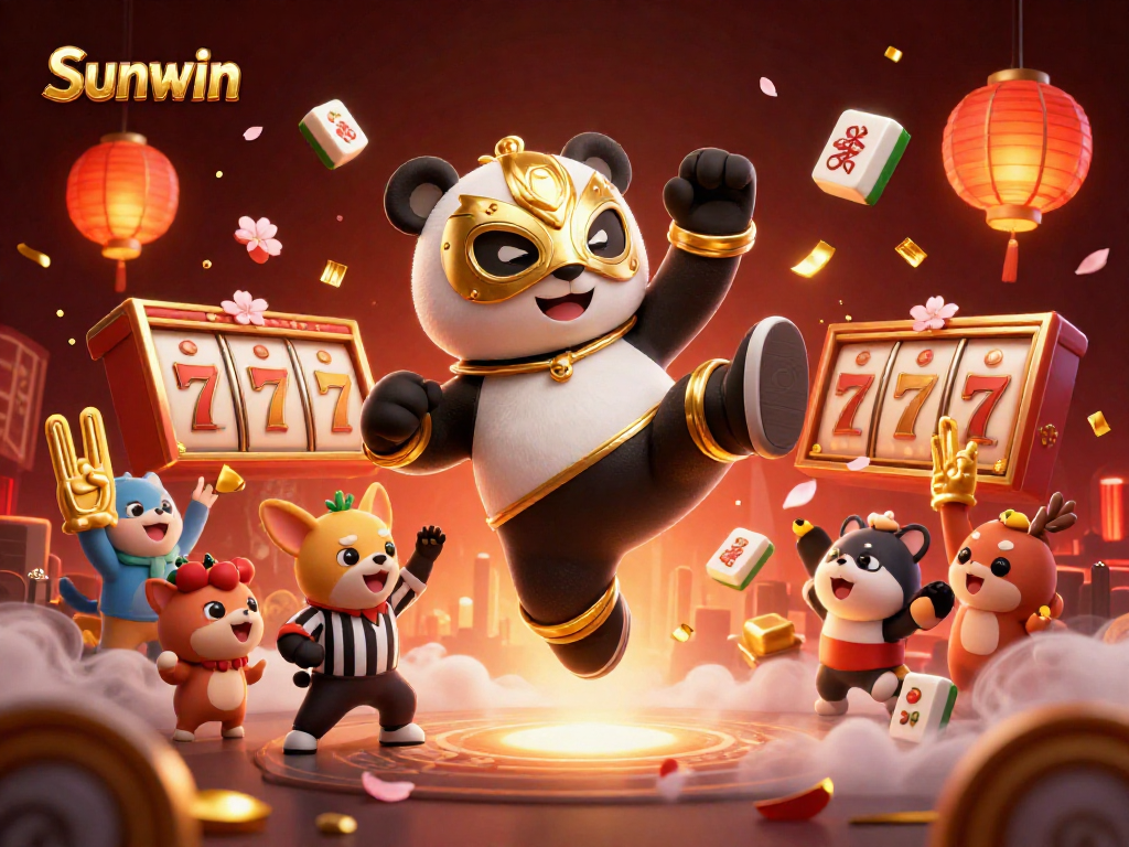 Engage in thrilling games at Sunwin with dynamic slot machines and festive celebration elements.