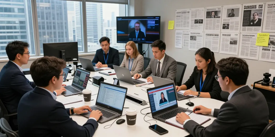 Newsbochum journalists collaborating in a vibrant newsroom, capturing breaking stories.