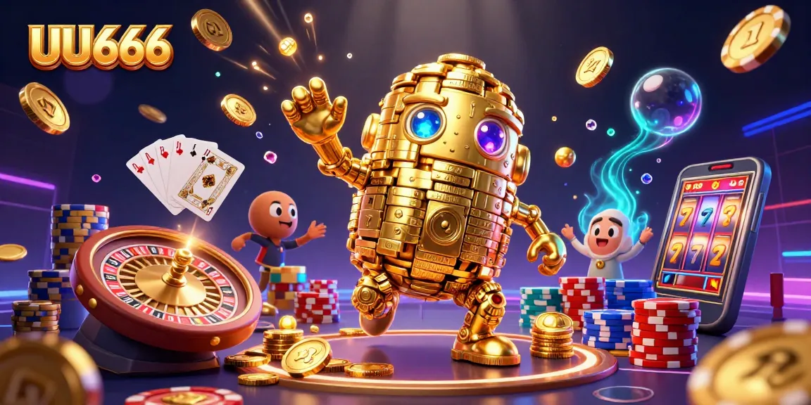 Experience exciting gameplay at UU666 with our vibrant casino-themed illustration.