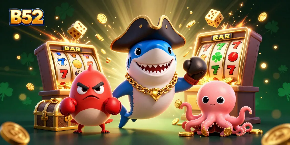 Spin and win with B52 at this vibrant casino scene bursting with excitement and gold!