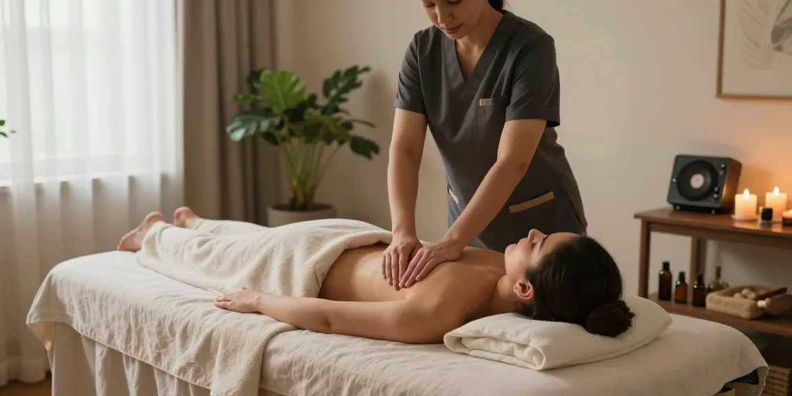 Relaxing 수원출장안마 session with Swedish massage in a tranquil setting, therapist and client scene.