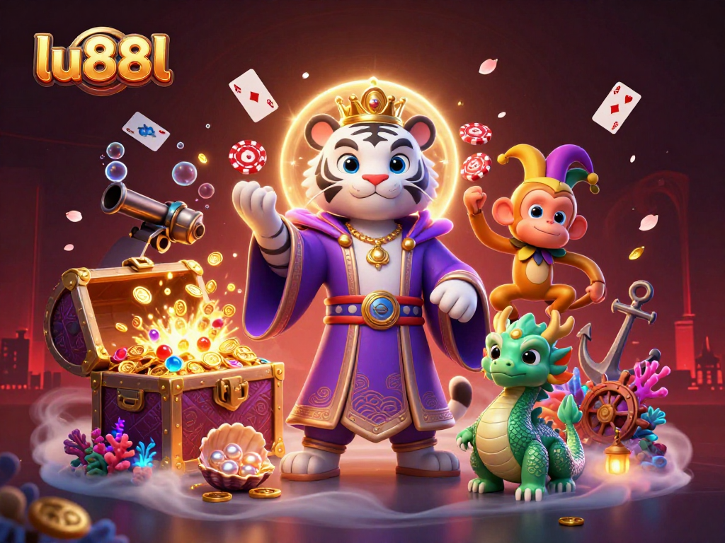 Engage in a thrilling gaming adventure with lu88l's vibrant characters and captivating casino elements.