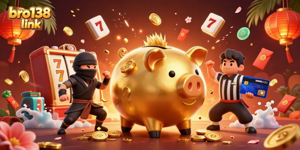 Engage with the exciting bro138 link scene featuring a sumo wrestler and dynamic casino elements in action.
