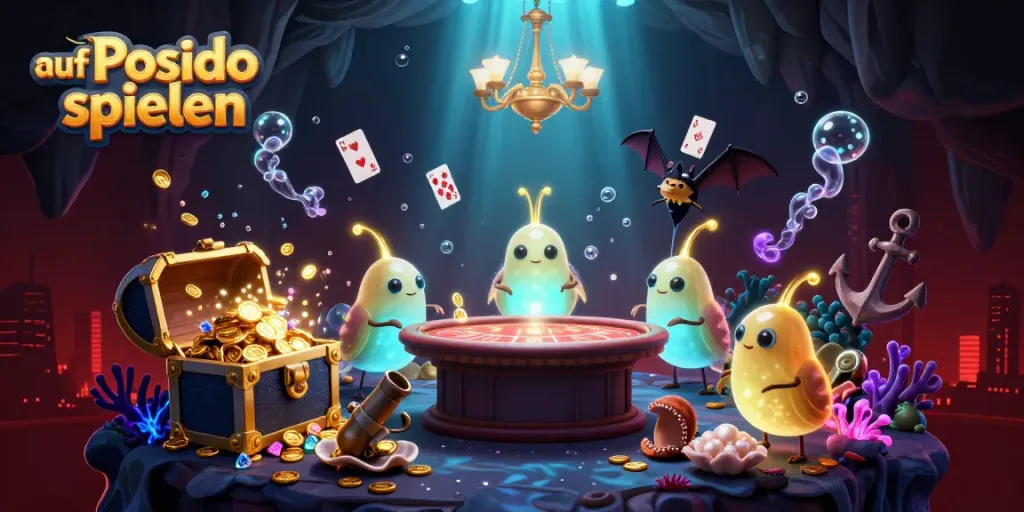 Erlebe auf Posido spielen mit strahlenden Glühwürmchen und einem Fledermausdealer in einem faszinierenden Unterwasser-Casino.