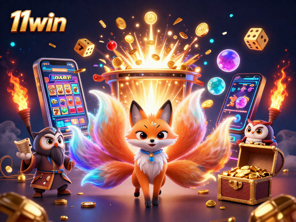 Experience the thrill of 11win with energetic characters and vibrant casino elements.