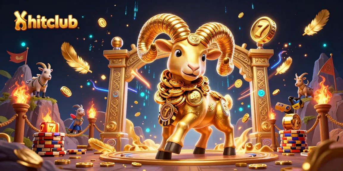 Experience the thrill of hitclub with dynamic slot reels and a golden ram at the arena.