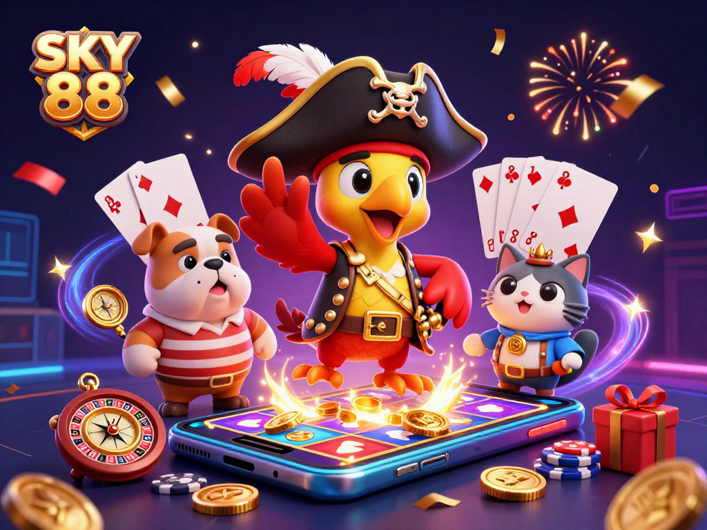 Experience thrilling casino fun with SKY 88 as the pirate captain leads the adventure!