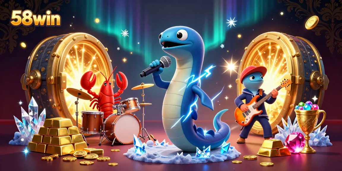 Experience the thrill of 58win in an underwater casino with vibrant characters and treasure elements.