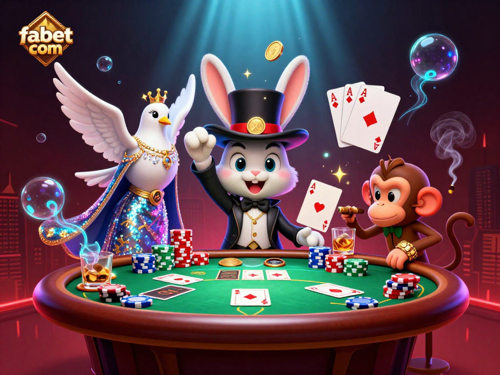 Engage with exciting gameplay and winning strategies at fabet com, featuring vibrant 3D casino characters and elements.