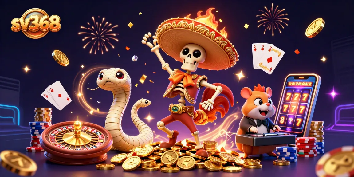 Enjoy thrilling wins at sv368 with a 3D cartoon scene featuring vibrant casino characters and dynamic elements.