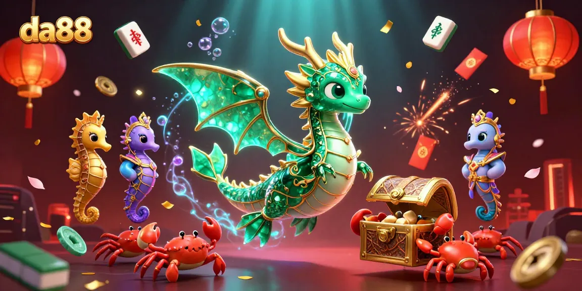 Explore thrilling gaming with da88, featuring majestic creatures and dynamic casino elements in a colorful 3D scene.