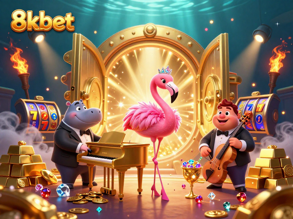 Experience thrilling gameplay at 8xbet with captivating visuals of classic slot machines and colorful characters.