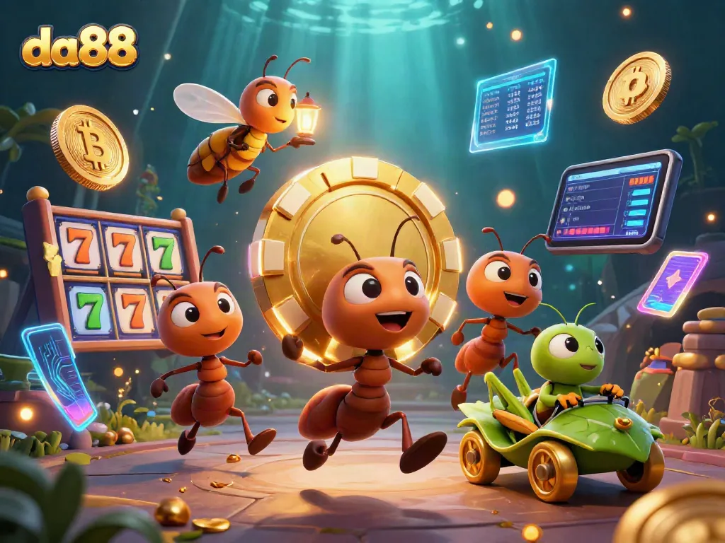 Engage with the thrilling da88 slots scene, where ants execute a heist for golden poker chips filled with excitement.