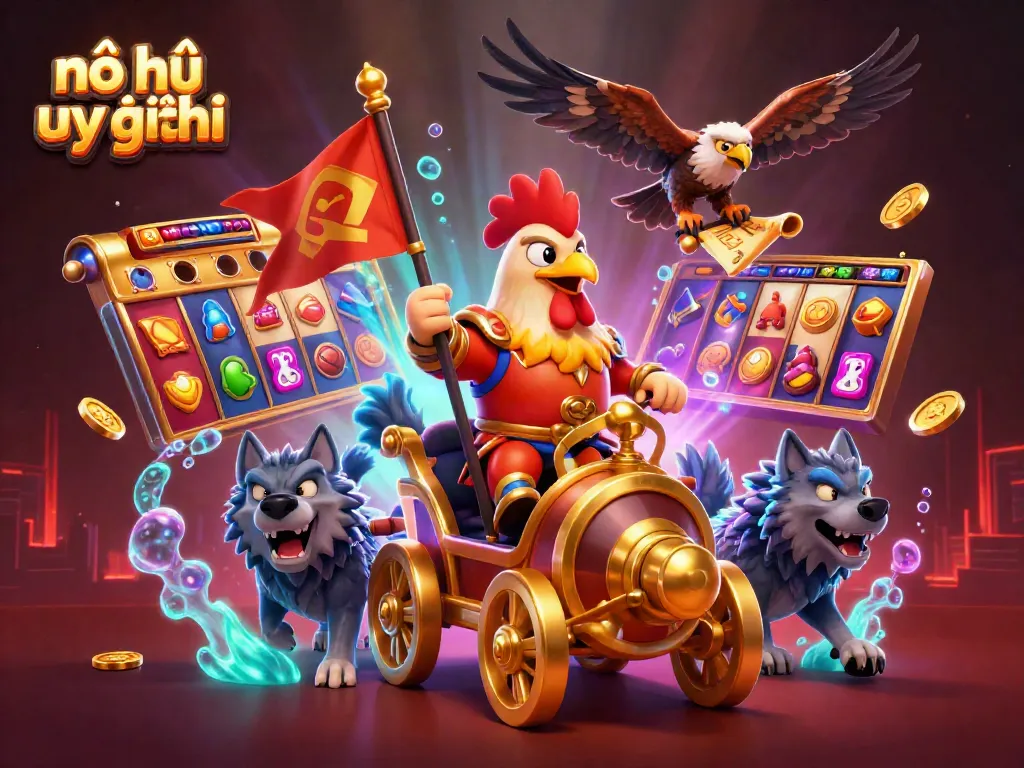 Engage in thrilling jackpots with nổ hũ uy tín surrounded by dynamic 3D characters in a casino setting.