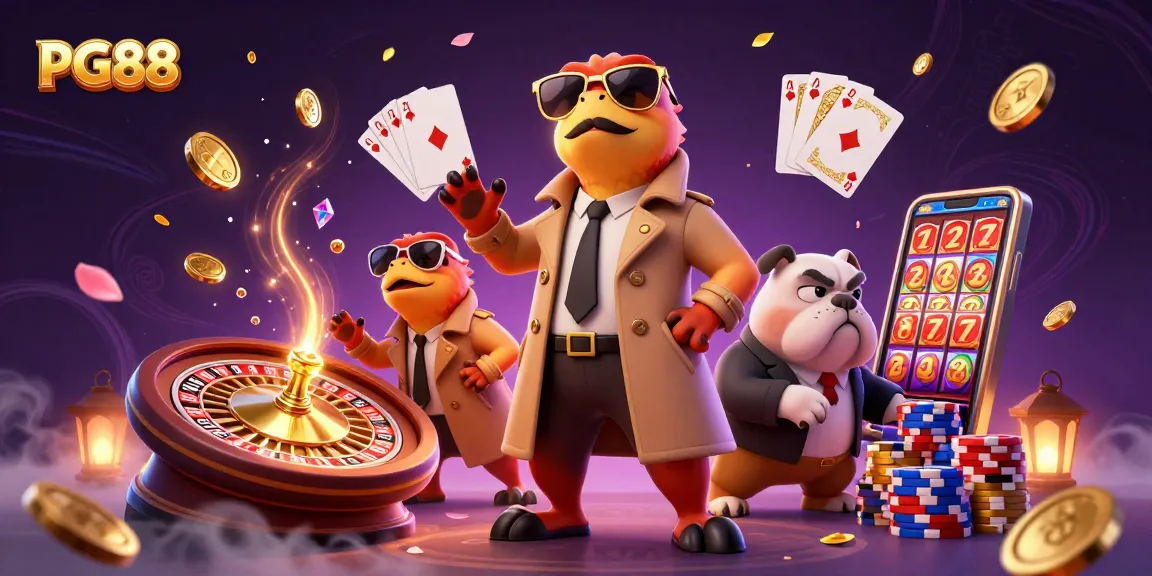 Experience the excitement at PG88 with raptors in a trench coat at a VIP casino lounge.