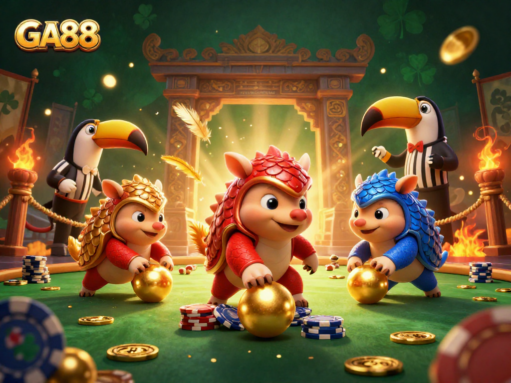Experience GA88's dynamic competition of rival pangolins in a vibrant casino setting.