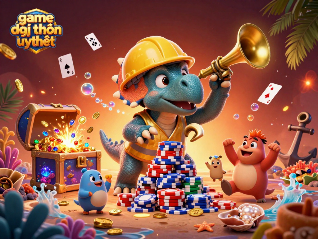 Experience the excitement of game đổi thưởng uy tín with vibrant casino-themed illustrations