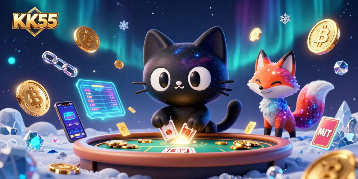 Experience thrilling gameplay at KK55 with vibrant 3D illustration featuring a captivating cosmic casino.