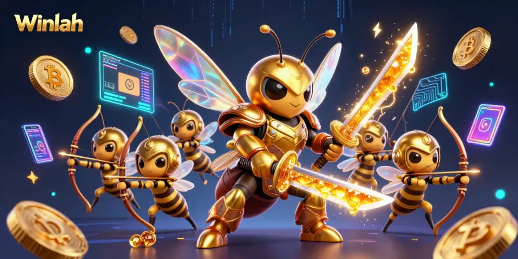 Winlah engages players in a vibrant 3D casino world with crypto elements and stunning graphics.