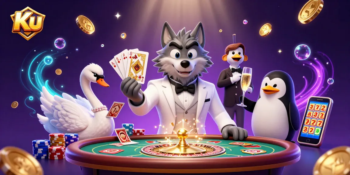 Experience Ku's exhilarating baccarat action with vibrant casino characters and dynamic game elements.