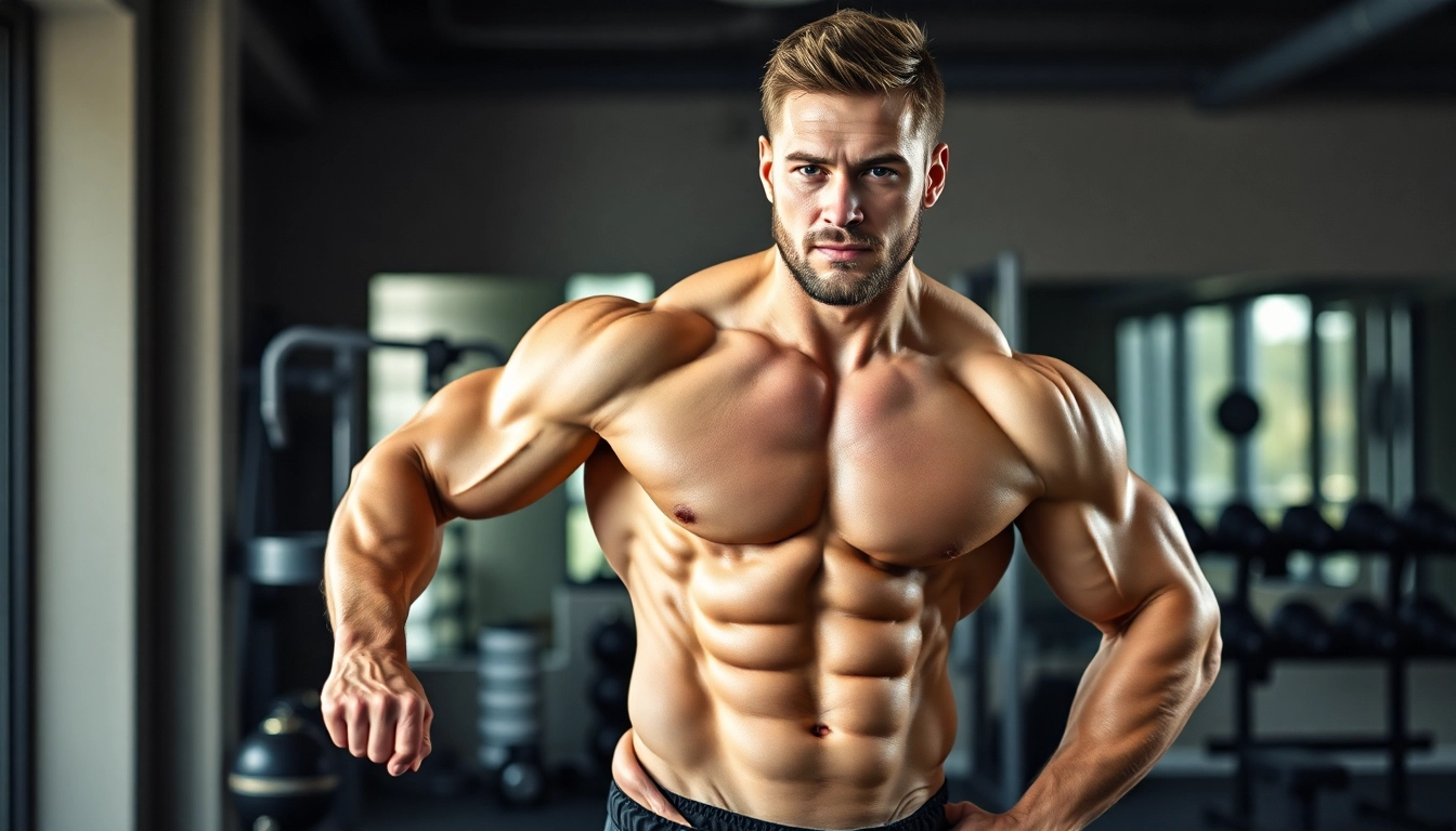 Professionelle Fitnessaufnahme mit Unique Pharma Steroids im Fokus.