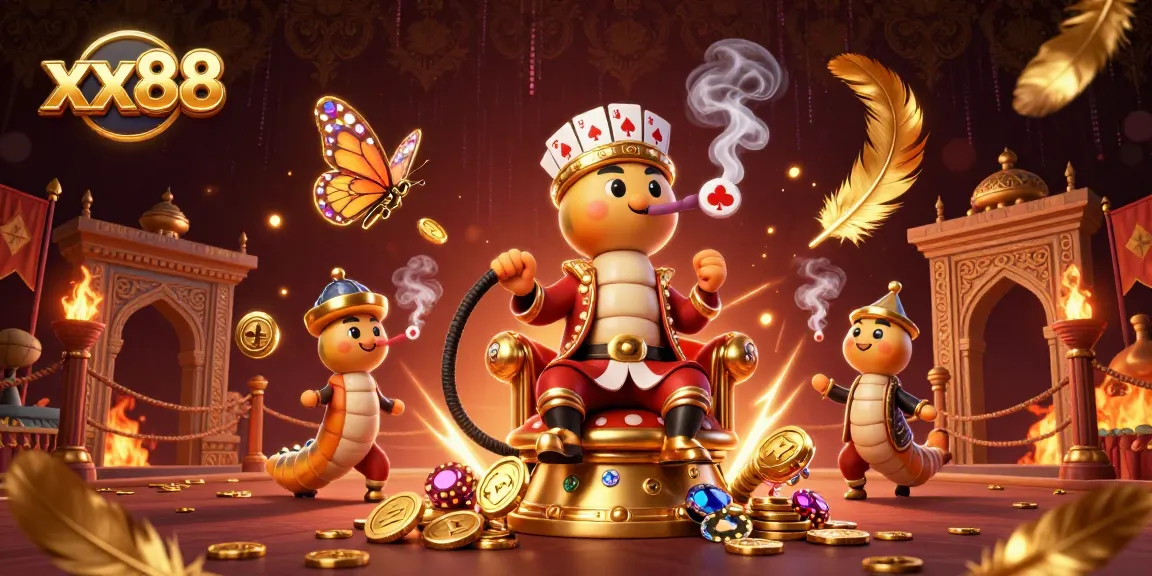 Experience xx88’s thrilling casino atmosphere with an artistic depiction of a hookah-master at a vibrant gaming scene.