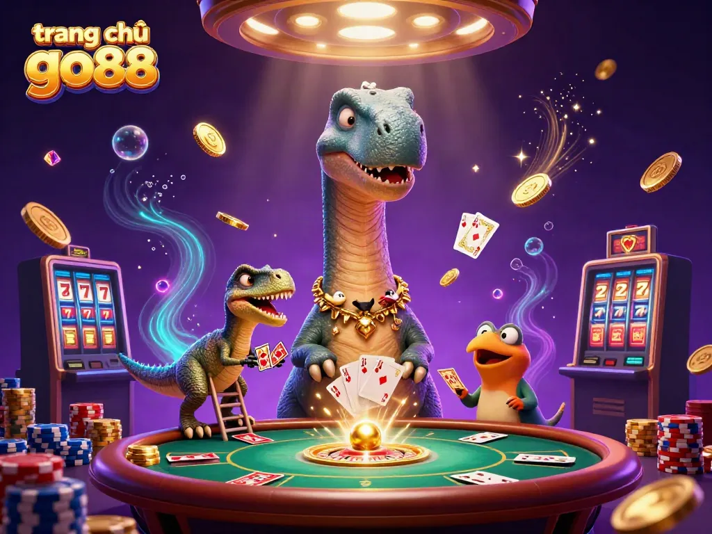 Experience gaming excitement at trang chủ go88 with vibrant characters and dynamic casino elements in a colorful illustration.
