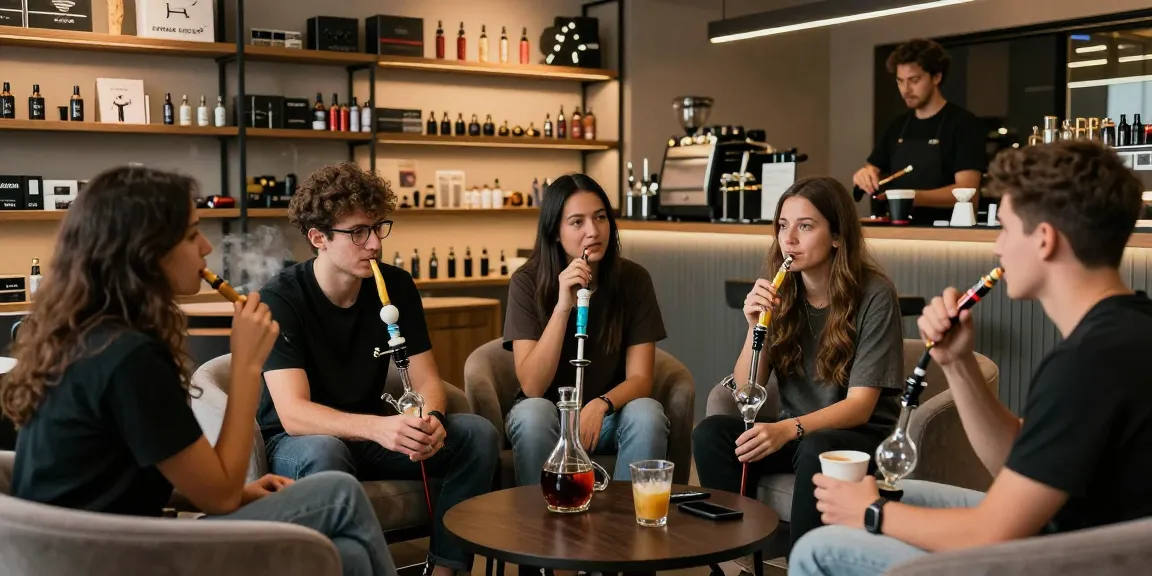 Relaxed atmosphere at rokok88 smoke shop with vibrant decor and customers enjoying their experience.
