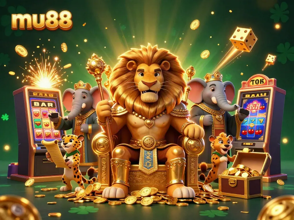 Experience the thrilling vibrancy of mu88 with dynamic casino elements and animated characters.