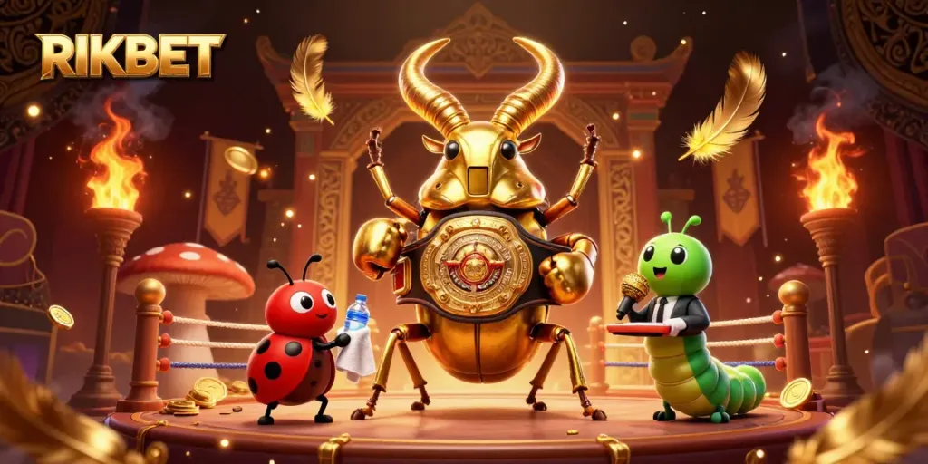 Engage with RIKBET's vibrant gaming world featuring lively characters in an immersive casino atmosphere.