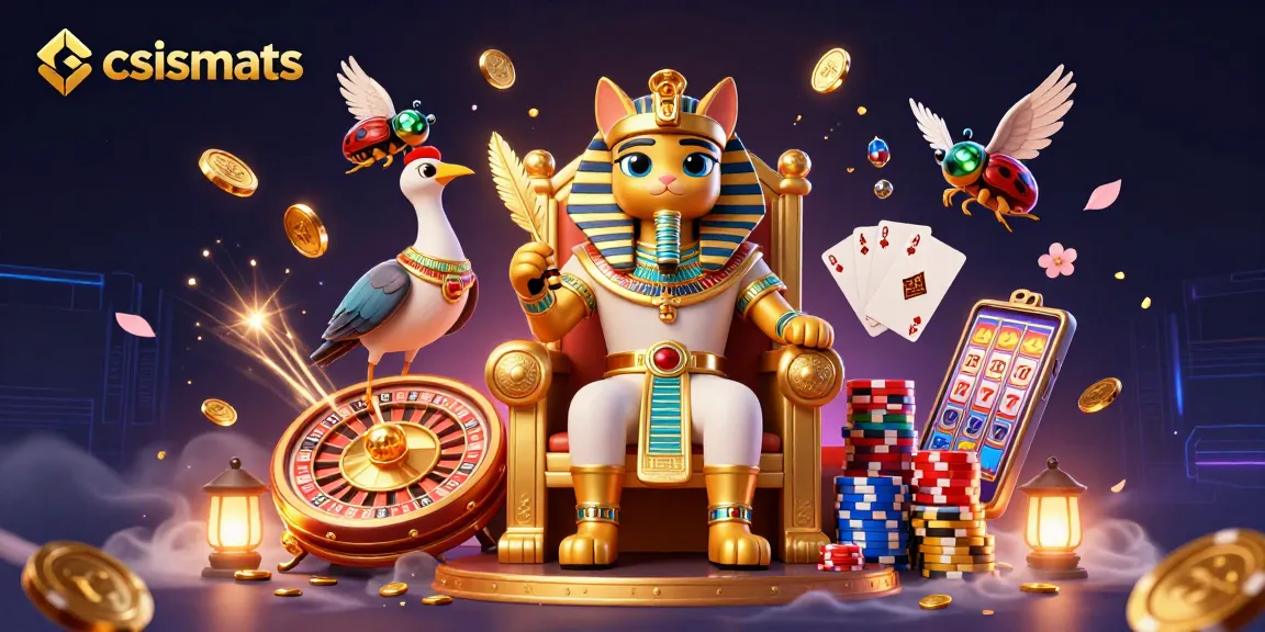 Experience csismarts with vibrant casinos featuring cartoon pharaohs and dynamic game elements.