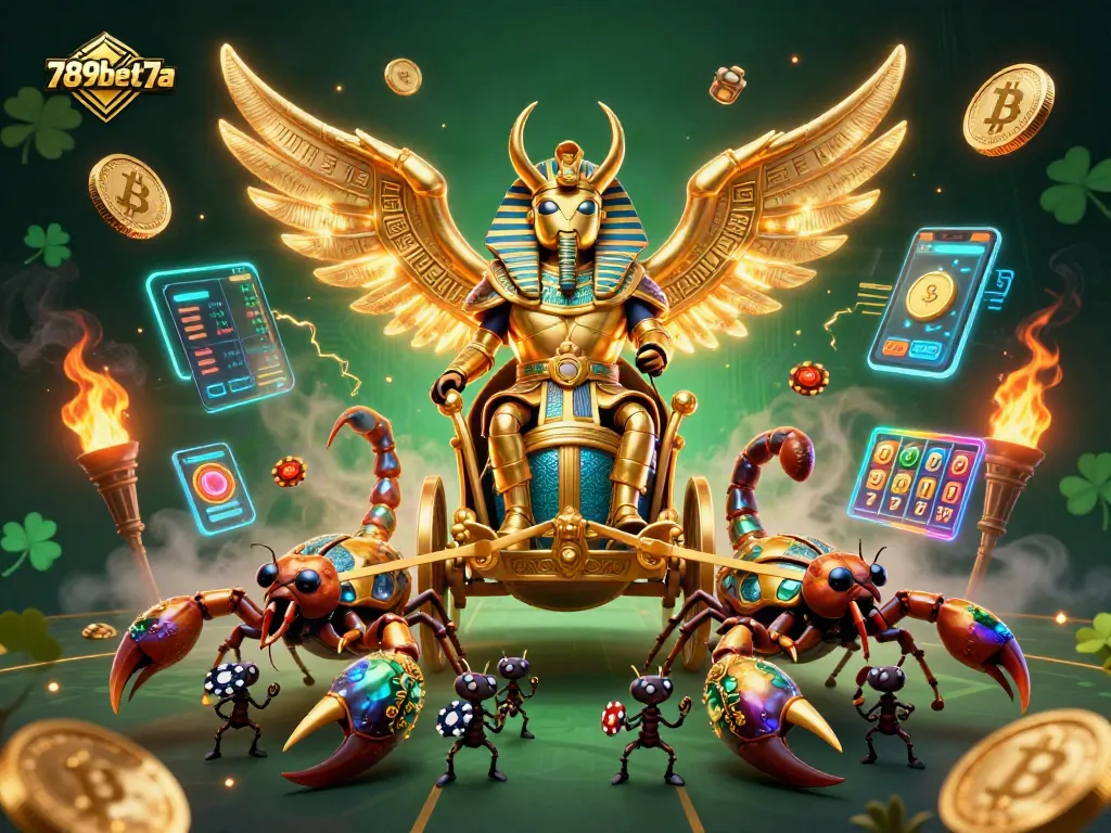 Engage in thrilling play at 789bet7a with vibrant gaming characters and crypto elements.