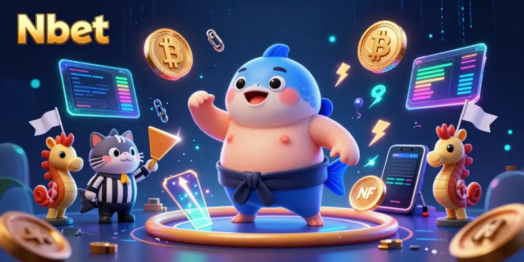 Experience exhilarating underwater gaming with Nbet's unique casino scene featuring vibrant characters.