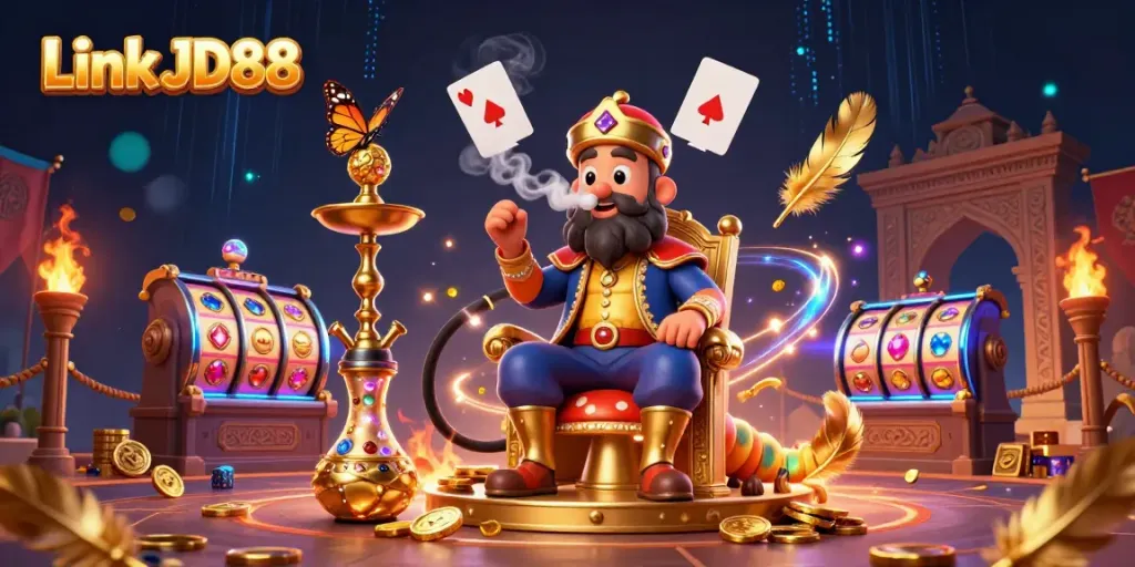 Experience the rich world of gaming with Link JD88 as vibrant characters engage in a thrilling casino atmosphere.