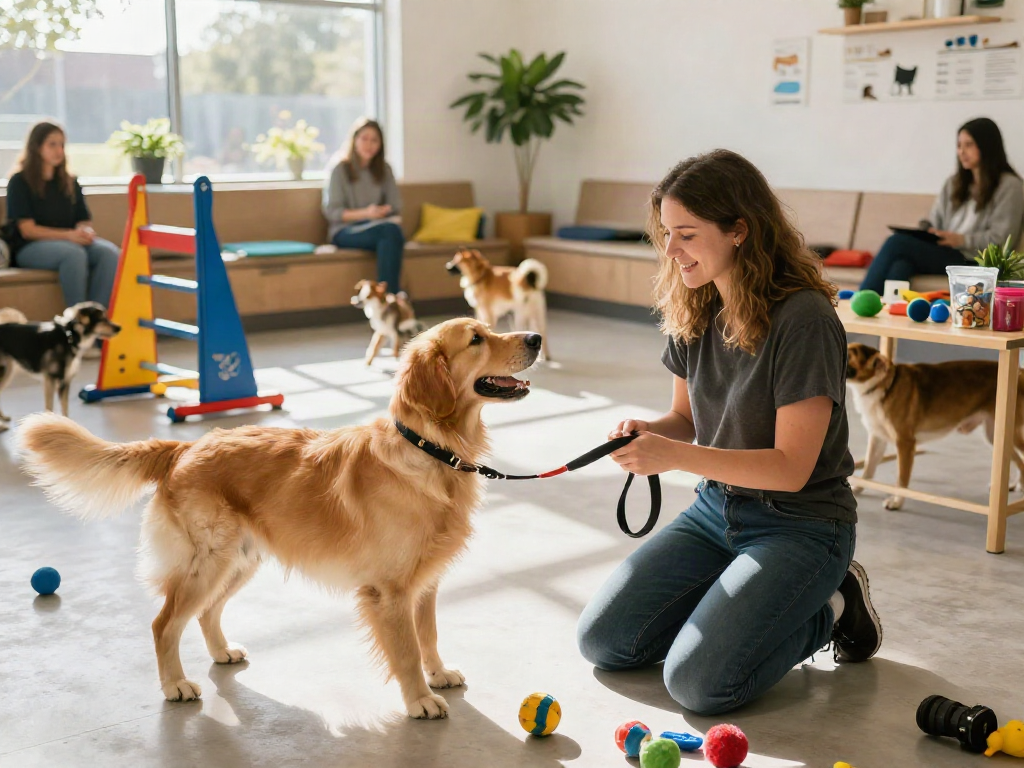 Engaging dog training session at daycare facility showcasing deposit 10k benefits for pet care investment