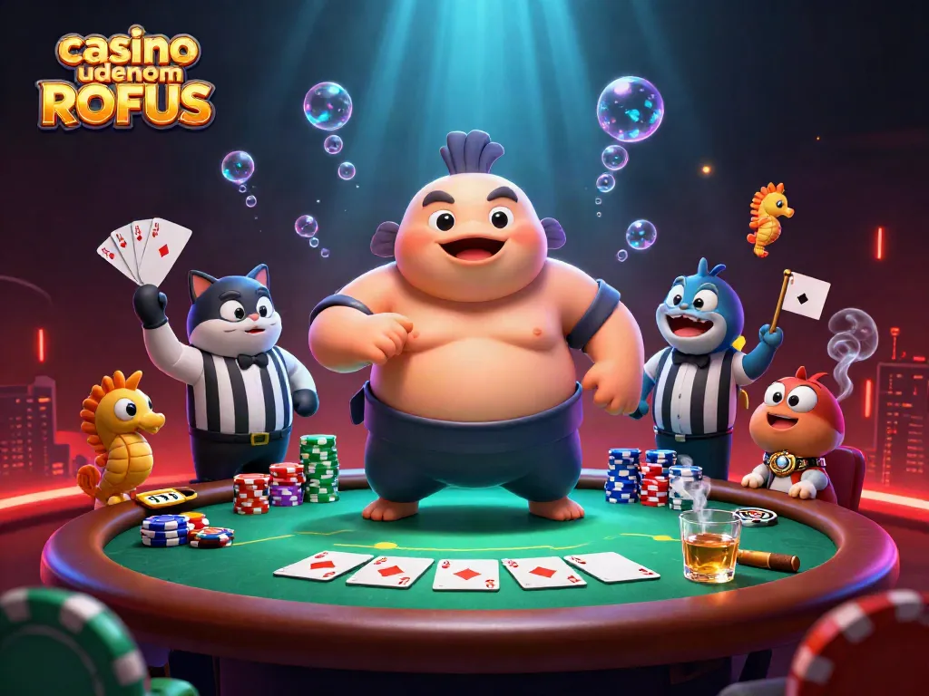 Experience the thrill of playing at casino uden om ROFUS with an underwater poker tournament featuring vibrant marine life.