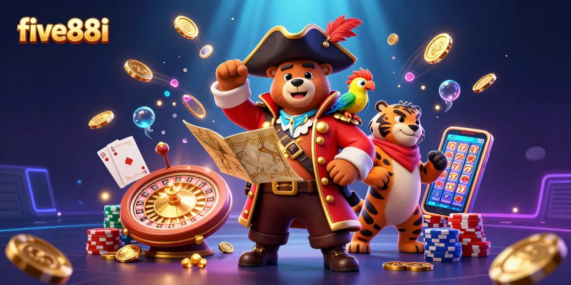 Engage in thrilling gaming adventures at five88i with pirate-themed characters and dynamic casino elements.
