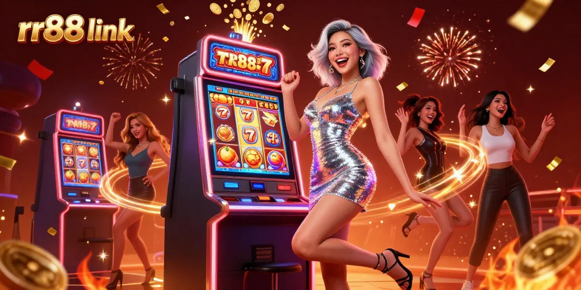 Spin the reels at rr88 link for a vibrant jackpot celebration with golden coins and neon lights.