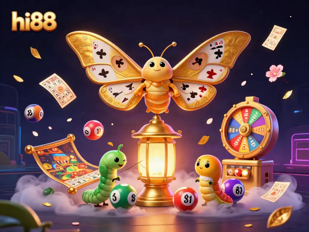 Engage with hi88's vibrant gaming world through a dynamic illustration featuring casino scenes.