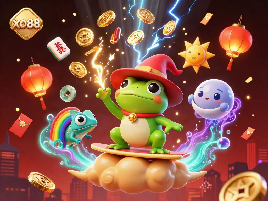 Experience thrilling gameplay with xo88's vibrant 3D casino scene filled with golden coins and dynamic characters.