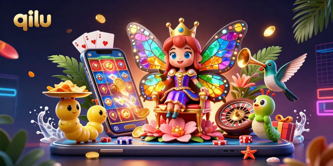 Spin colorful slot games and win big with qilu's vibrant casino art, featuring a butterfly queen.