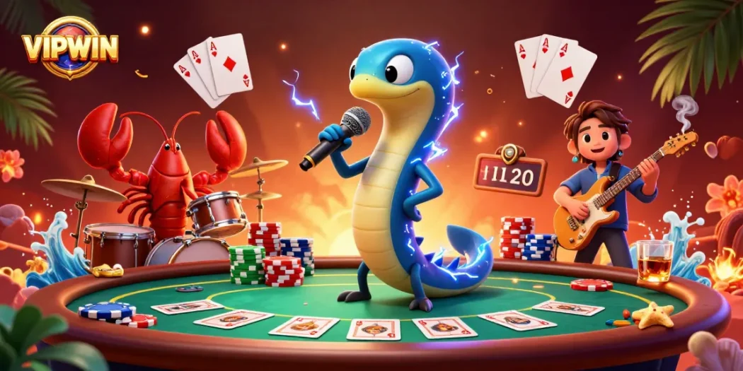 VIPWIN electrifies players at an underwater casino stage with vibrant gaming elements.