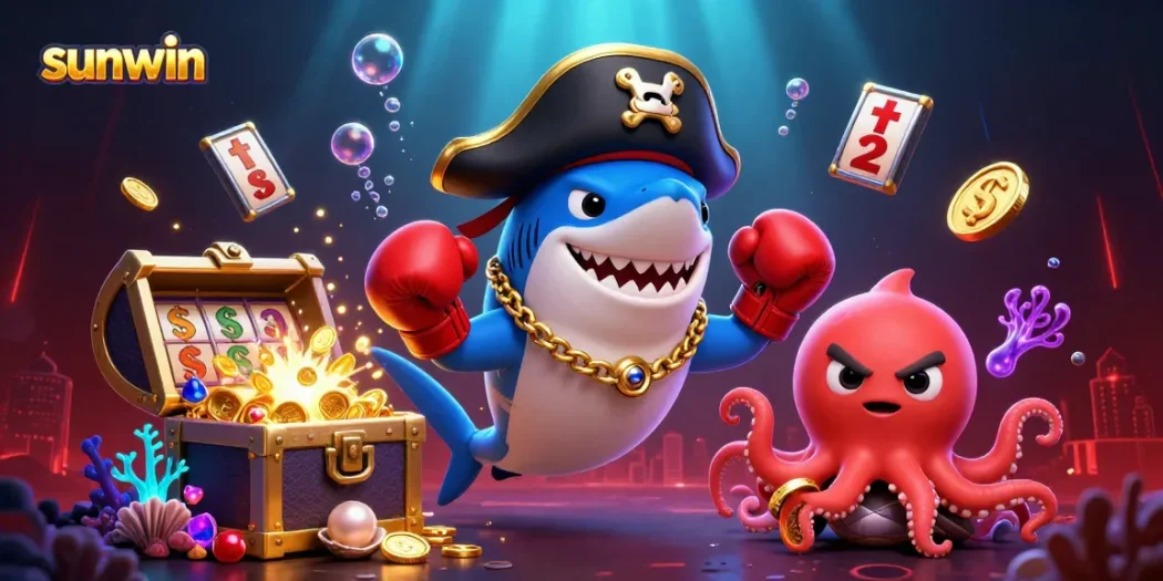 Engage with sunwin's thrilling slot shark adventure, featuring gaming action with playful sea characters and treasure!